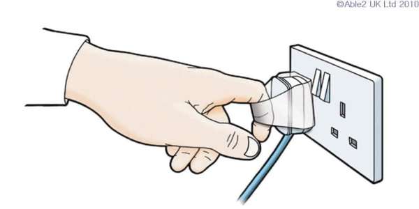 Power socket with plug being inserted, promoting affordable mobility solutions in the UK.