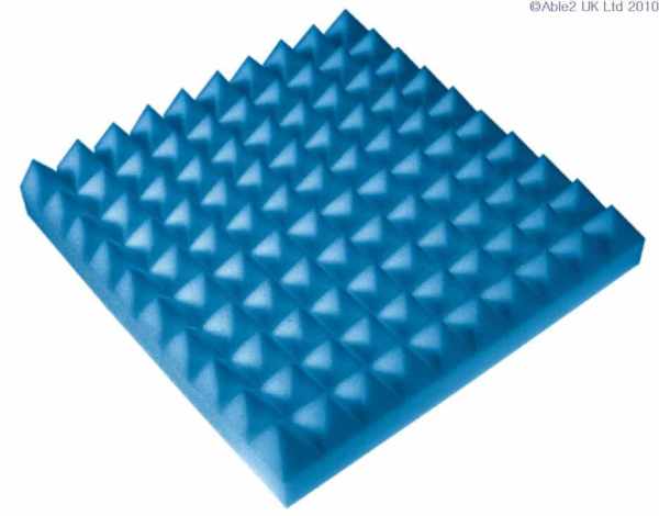 Non-slip blue acoustic foam panel for soundproofing and mobility aids.