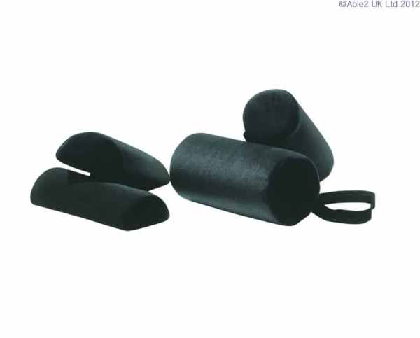 Comfortable black silicone grips for mobility aids and ergonomic support.