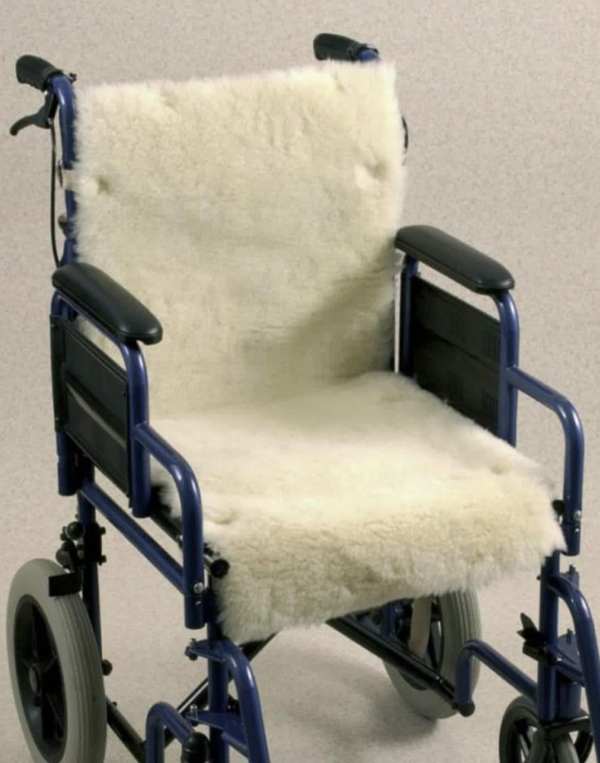 Soft plush wheelchair cushion for comfortable mobility assistance.