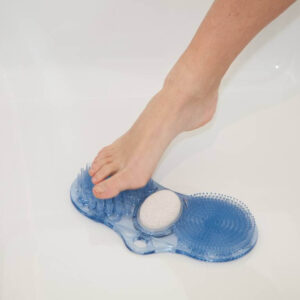 Non-slip bath foot massage mat with white sponge, accessible mobility aid.