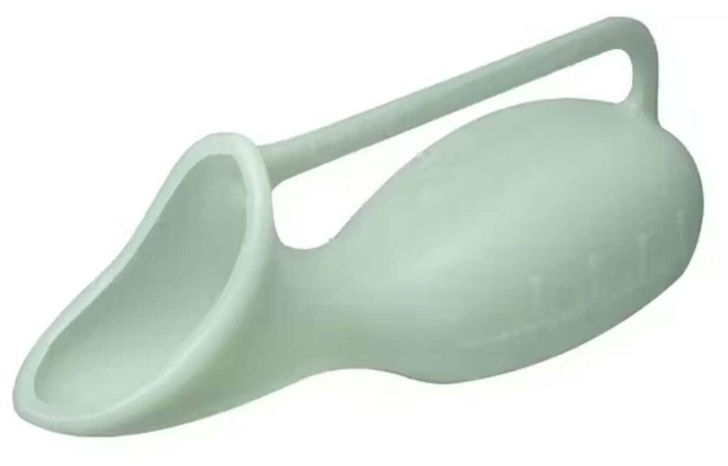Lightweight plastic scoop for mobility and accessibility aids.