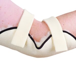 Elbow Protectors Bright pink wound with medical bandage and padding for mobility aid support.