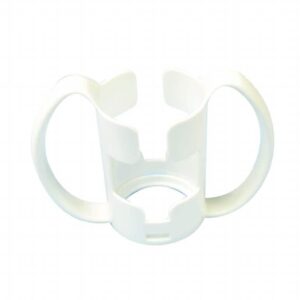 White mobility scooter part holder for easy access and secure storage, ideal for wheelchair accessories.