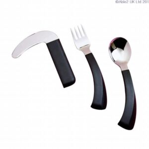 Ergonomic cutlery set for easier dining, ideal for mobility and support needs.