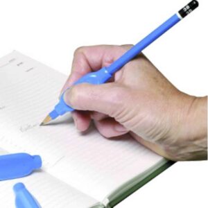 Writing Grips - Pack Of 3 Blue pen grip aids for mobility and writing support.