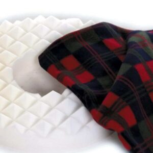 Harley Nodular Ring Cushion Comfortable foam mattress with memory foam and a cozy tartan blanket for mobility needs.
