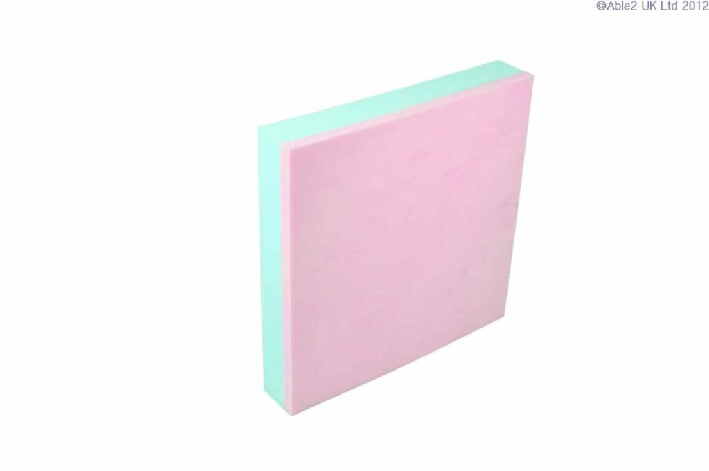 Pink foam cushion for mobility aids and comfort, ideal for seniors and disabled individuals.