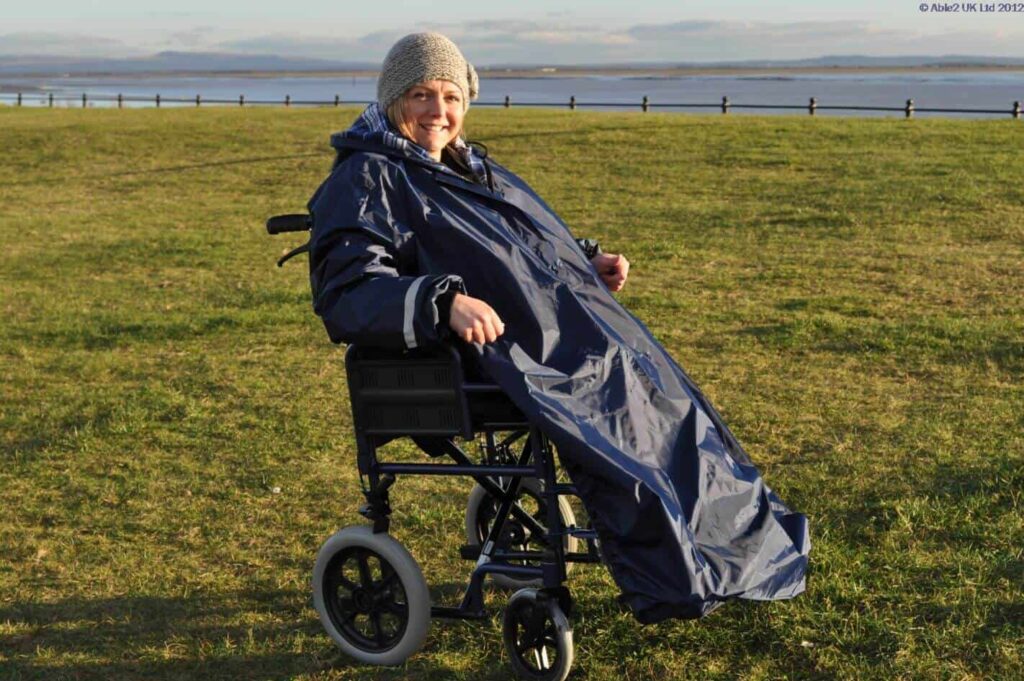 Comfortable electric wheelchair for outdoor mobility and independence.