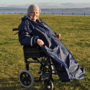 Splash Deluxe Wheelchair Mac Sleeved (Lined) Comfortable electric wheelchair for outdoor mobility and independence.