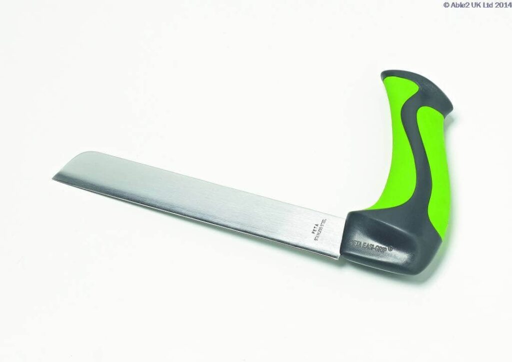 Ergonomic hand saw for mobility aids and adaptive equipment.