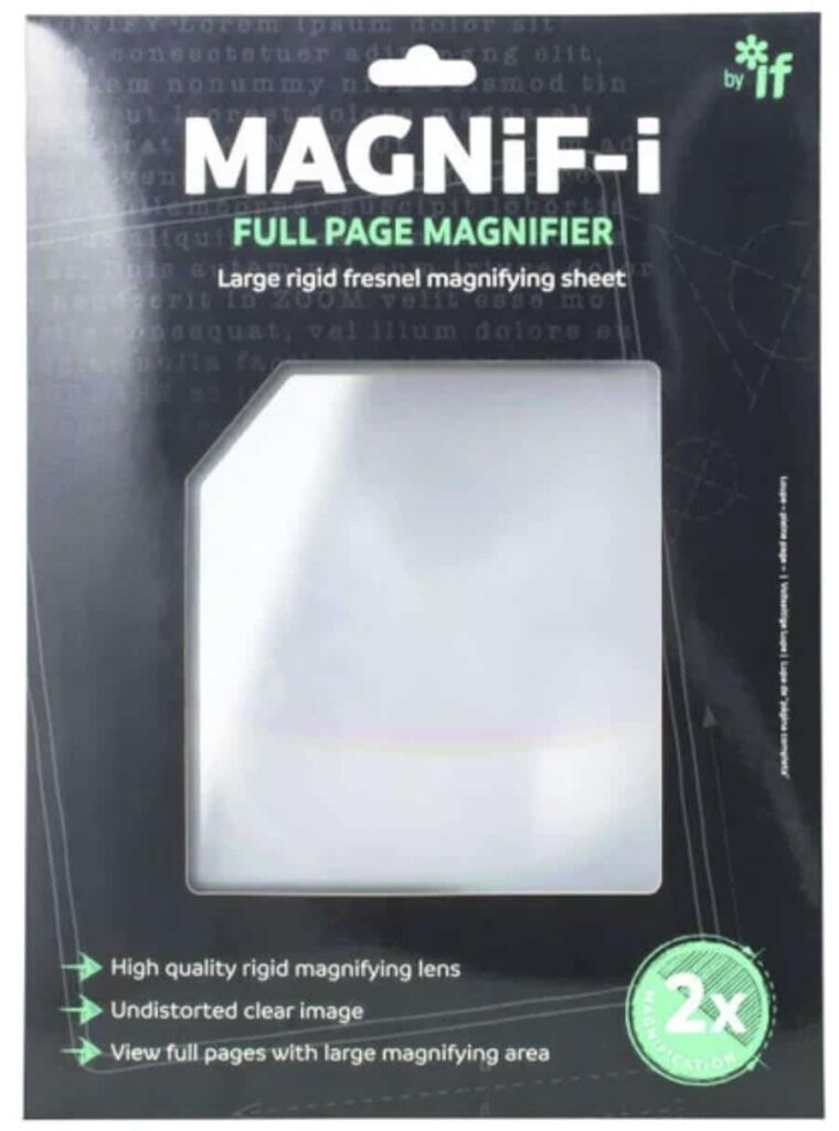 Magnifi-i full page magnifier for improved reading and clarity | Large rigid fensnel magnifying sheet.