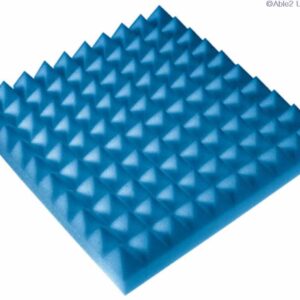 Non-slip blue acoustic foam panel for soundproofing and mobility aids.