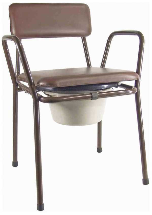 Comfortable commode chair with armrests for mobility aid and elderly care.