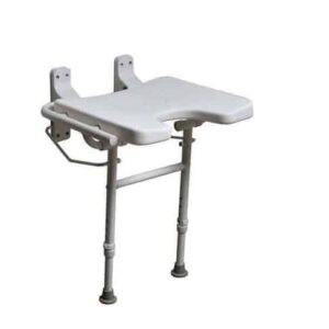 Heavy-duty shower seat with adjustable height for accessible bathing and mobility support.