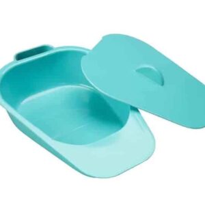 NRS Healthcare Adult Slipper Pan with Lid Light blue foldable mobility aid, easy to carry and store for independent living.