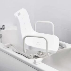 Adjustable bath lift chair for accessible bathing and mobility support.