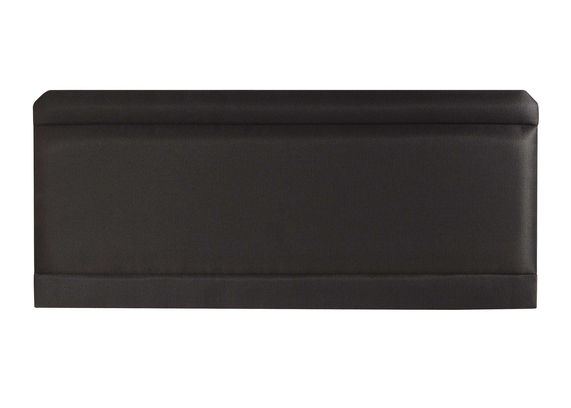 Comfortable black storage ottoman, ideal for mobility and accessible furniture solutions.