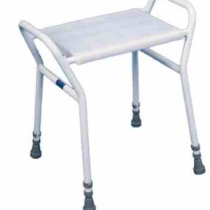 Lightweight shower commode chair for disabled or elderly users.