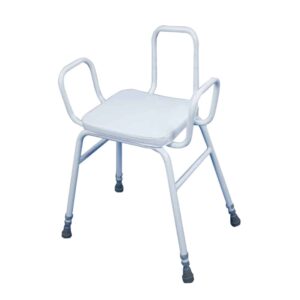 Lightweight shower chair with arm handles, ideal for accessible mobility solutions.