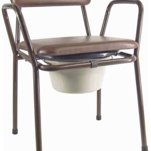 Comfortable commode chair with armrests for mobility aid and elderly care.