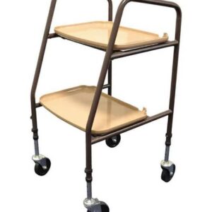 Aluminium mobile shower chair with beige trays for accessibility and safety.