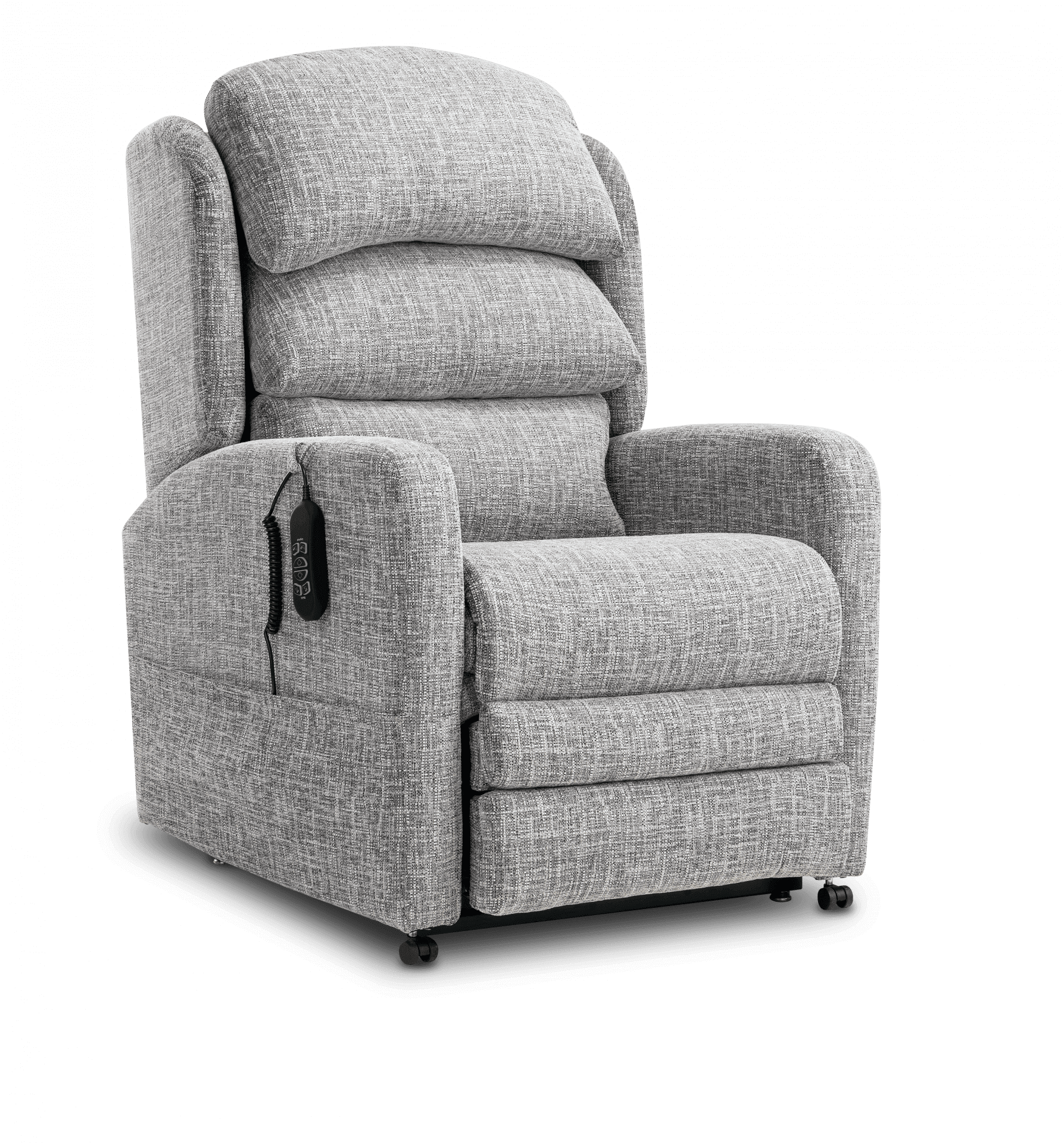Comfortable mobility recliner chair with remote control for easy operation.