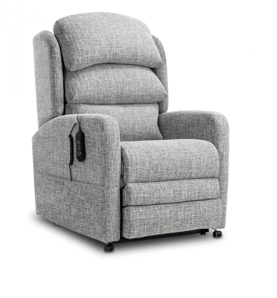 Comfortable mobility recliner chair with remote control for easy operation.