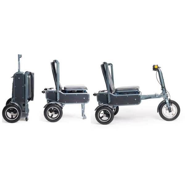 Foldable mobility scooter for easy transport and storage, ideal for independence and outdoor use.