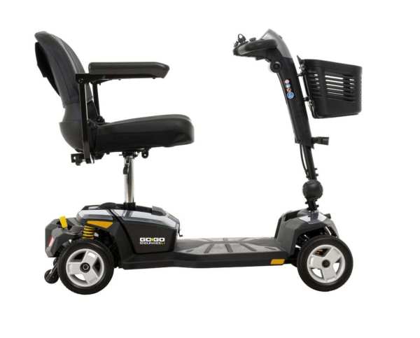 Lightweight mobility scooter with comfortable seat for seniors and disabled users.