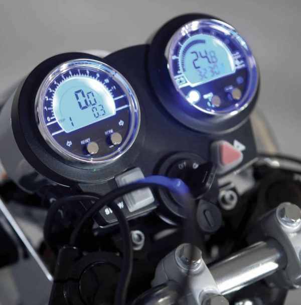 Digital motorcycle speedometers and odometers for mobility and scooter accessories.