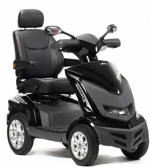 Electric mobility scooter with comfortable seat and advanced features for elderly and disabled.