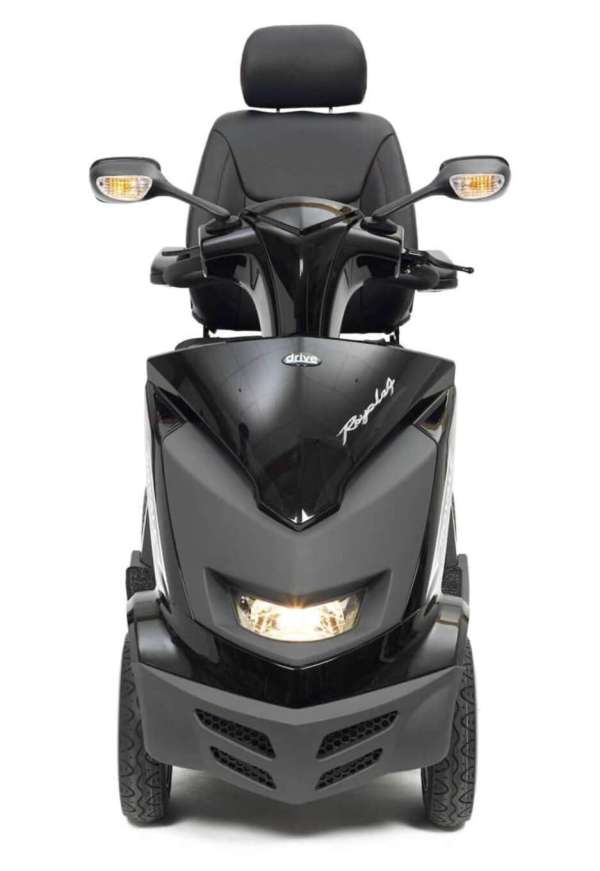 Electric mobility scooter with comfortable seat and advanced features for independence.