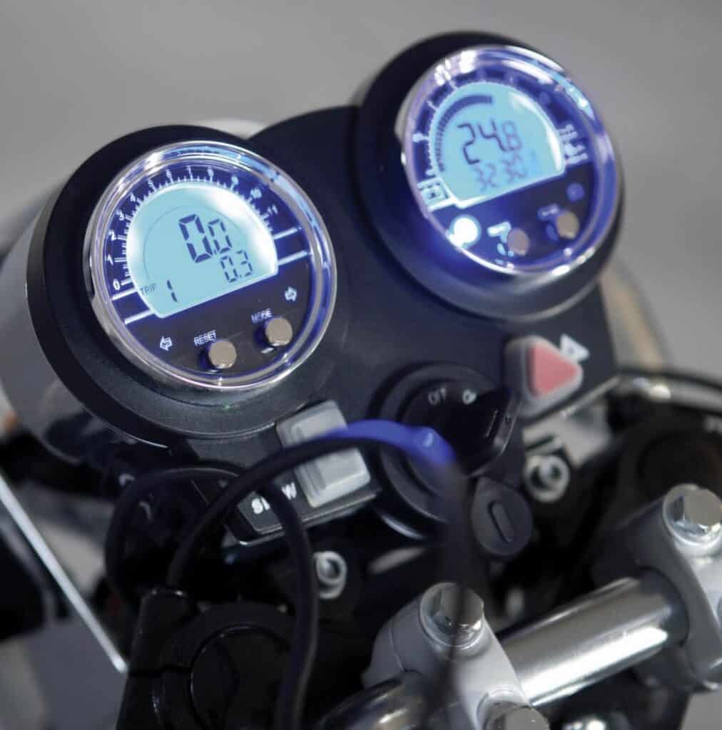 Digital motorcycle speedometers and odometers for mobility and scooter accessories.