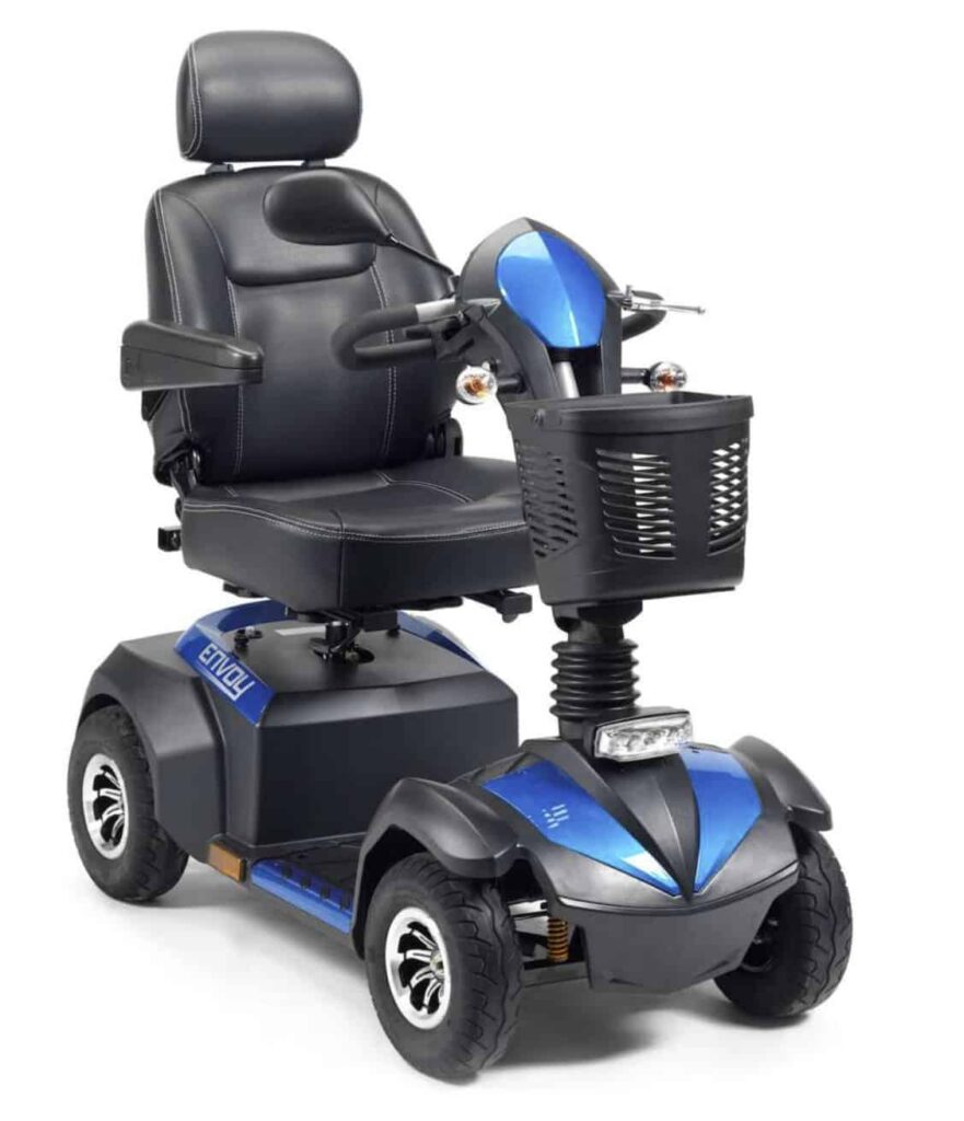 PowerMobility electric mobility scooter with comfortable seat for seniors and disabled.