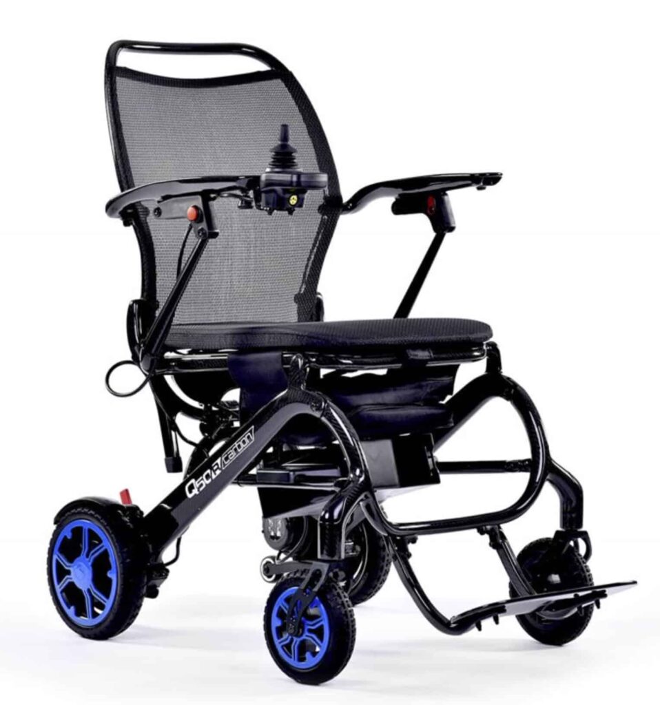 Lightweight electric disabled wheelchair with durable frame for mobility assistance.