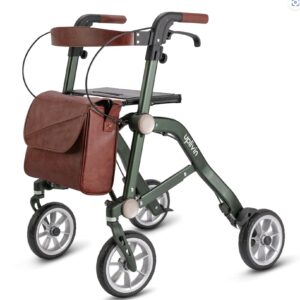 Uplivin Double Folding Rollator Lightweight mobility walker with durable frame and storage bag for senior independence.