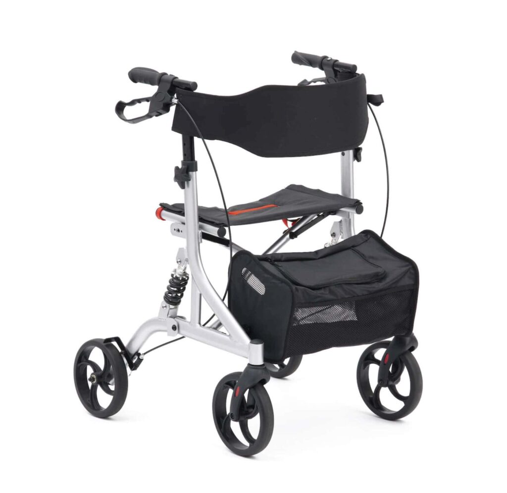 Lightweight mobility scooter with foldable design for easy transport and independence.