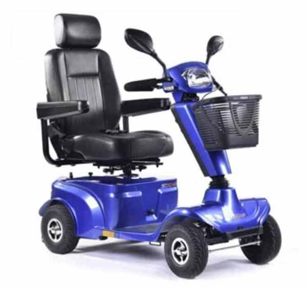 Segway mobility scooter with comfortable seat and basket for easy travel.